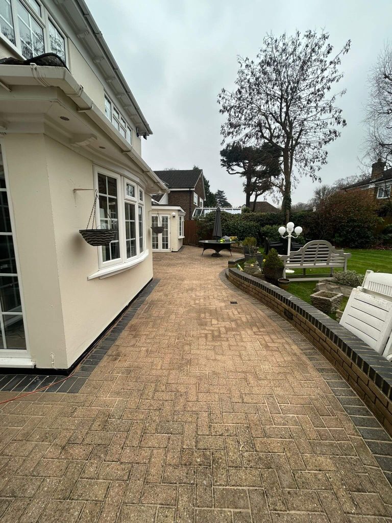 back patio cleaned at a house