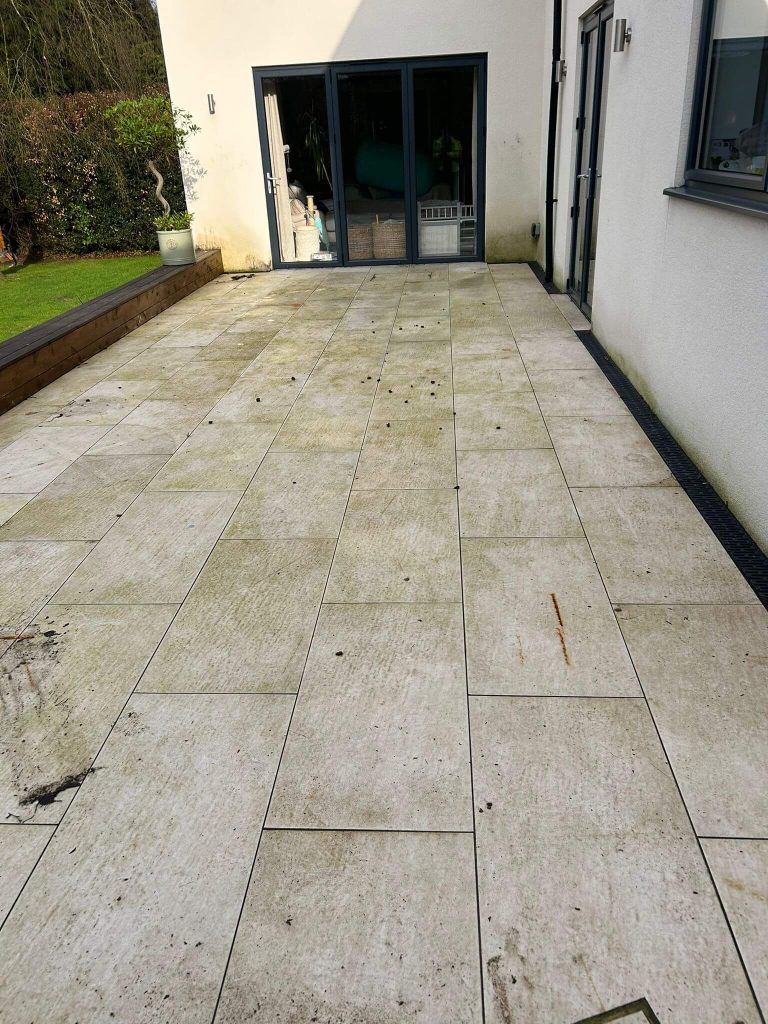 patio with green algae