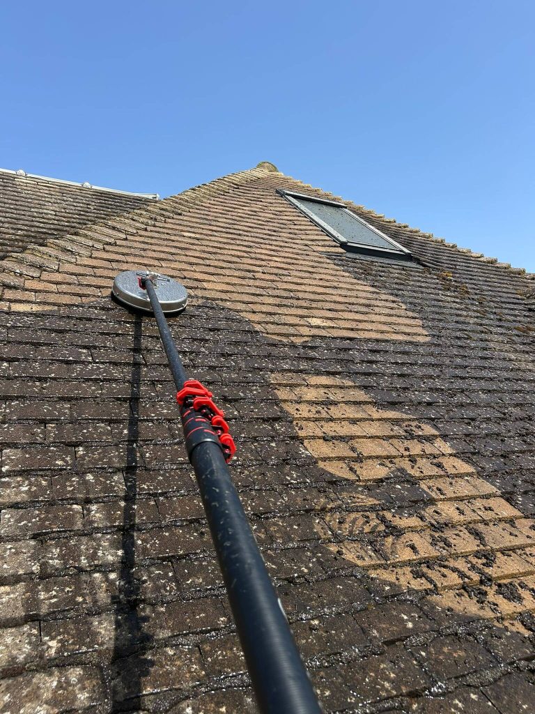 during roof clean